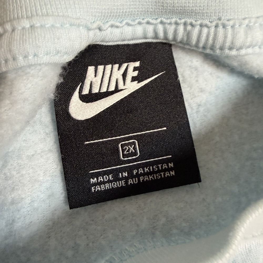 Nike Sweatshirt Womens 2X Sky Blue Crewneck Fleece Logo Oversized Pullover - Picture 3 of 8